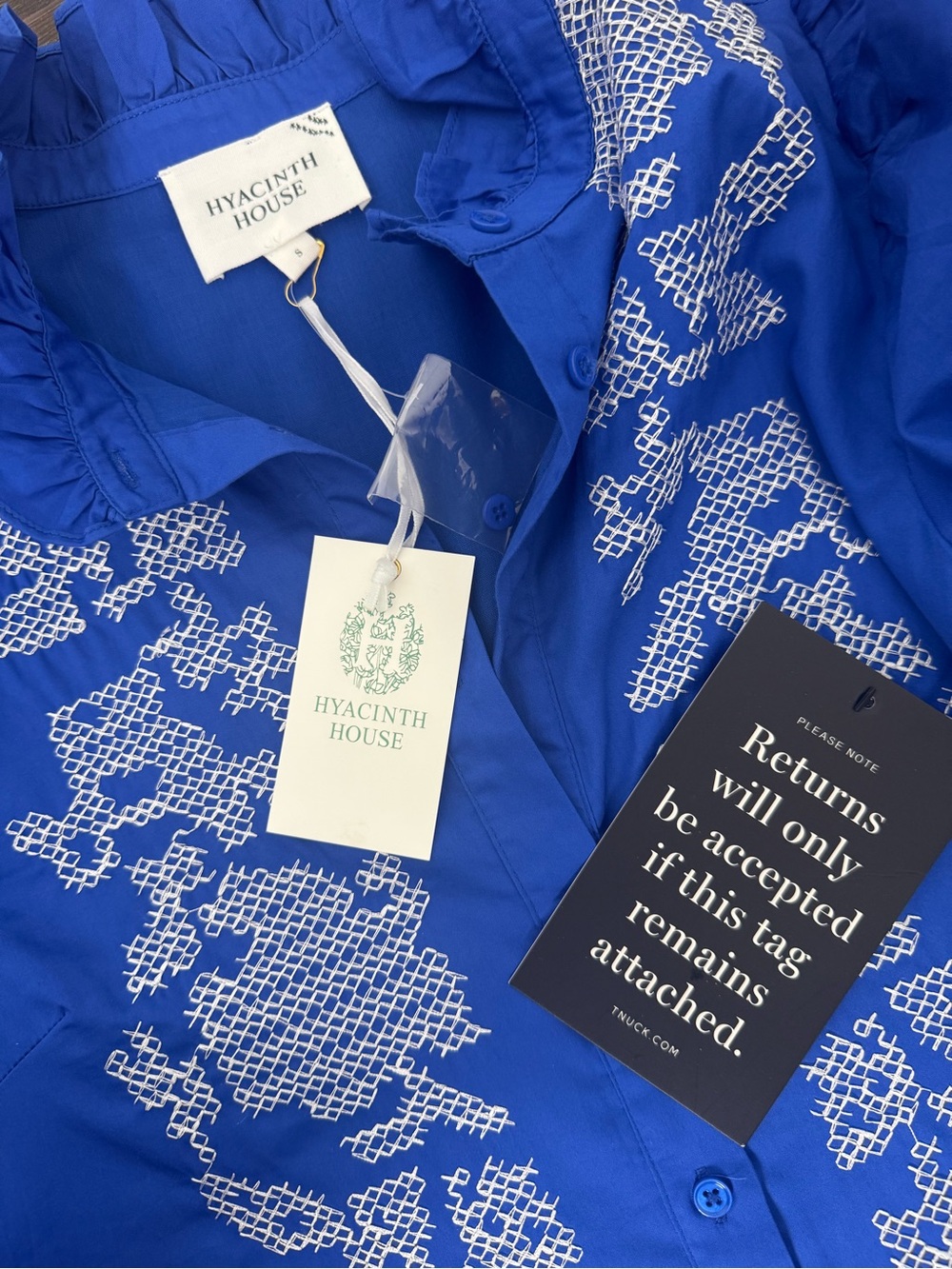 Hyacinth House Royal Blue with White Embroidery Lou Lou Mini Dress - Picture 5 of 12